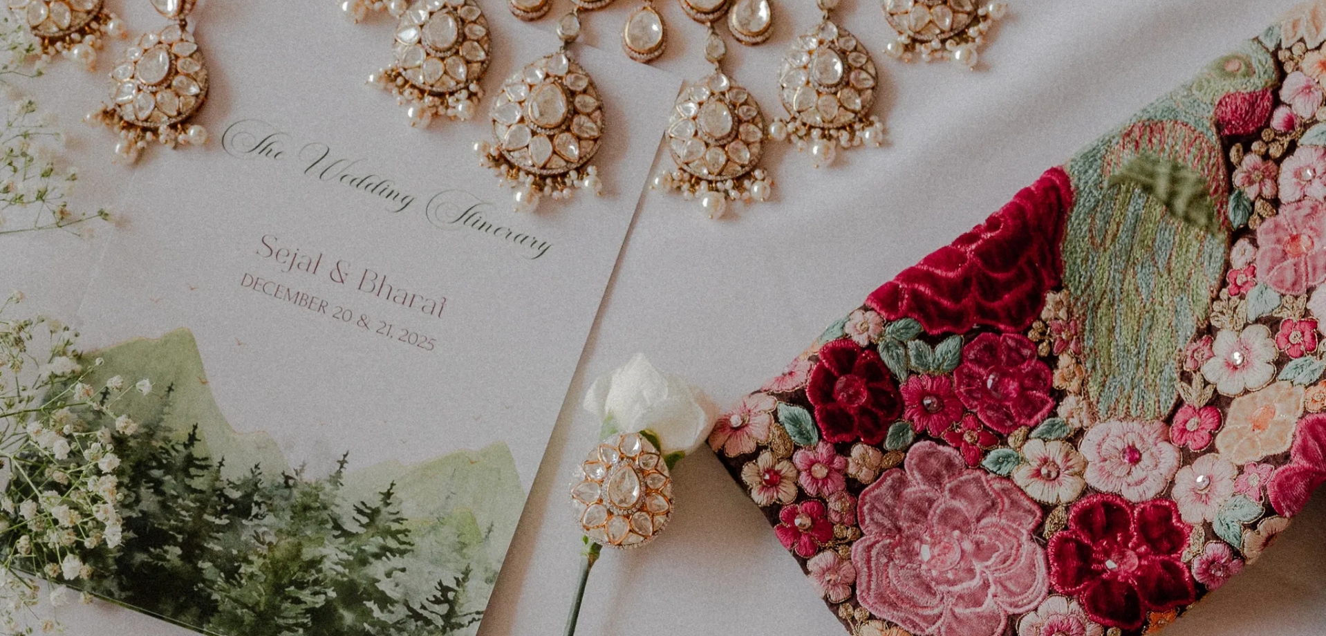 Wedding stationery flat-lay